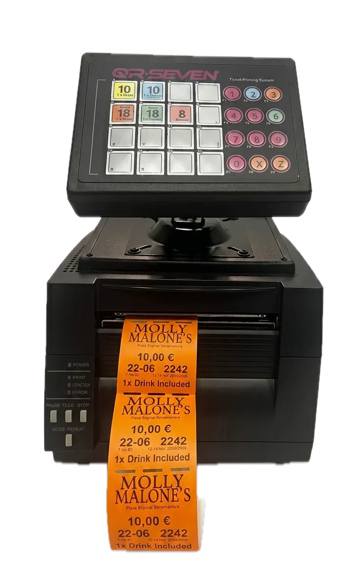 Máquina de entradas QR Seven imprimiendo tickets (1 de 3)